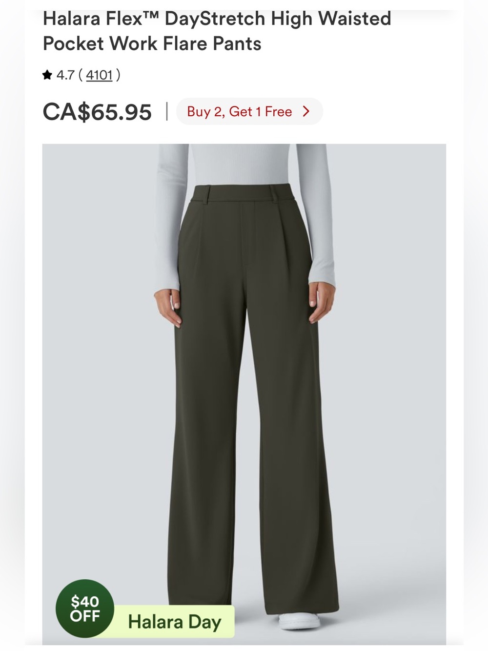 Halara Flex Daystretch High Waisted Pocket Flare Work Pant